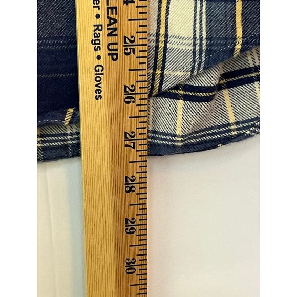 J. Crew Men’s Large Blue Yellow Plaid Slim Fit Flannel Long Sleeve Button Shirt - Picture 6 of 7